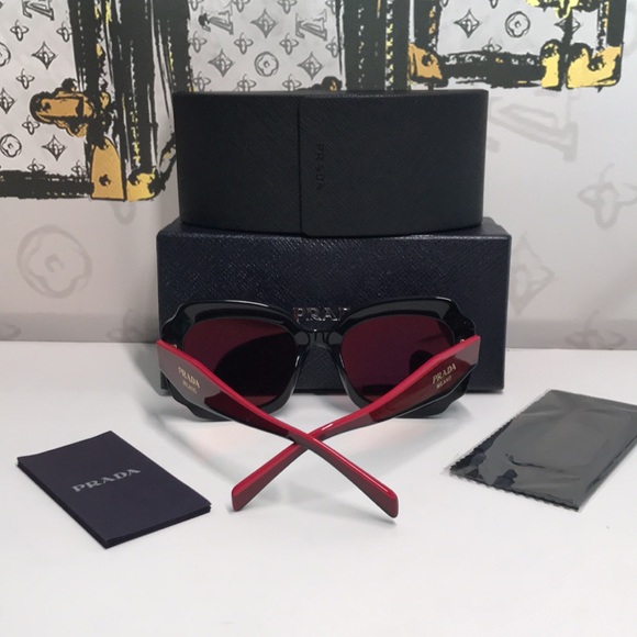 New Authentic Prada Black & Red Sunglasses – Modern Luxury Design PR16Y - Picture 10 of 14